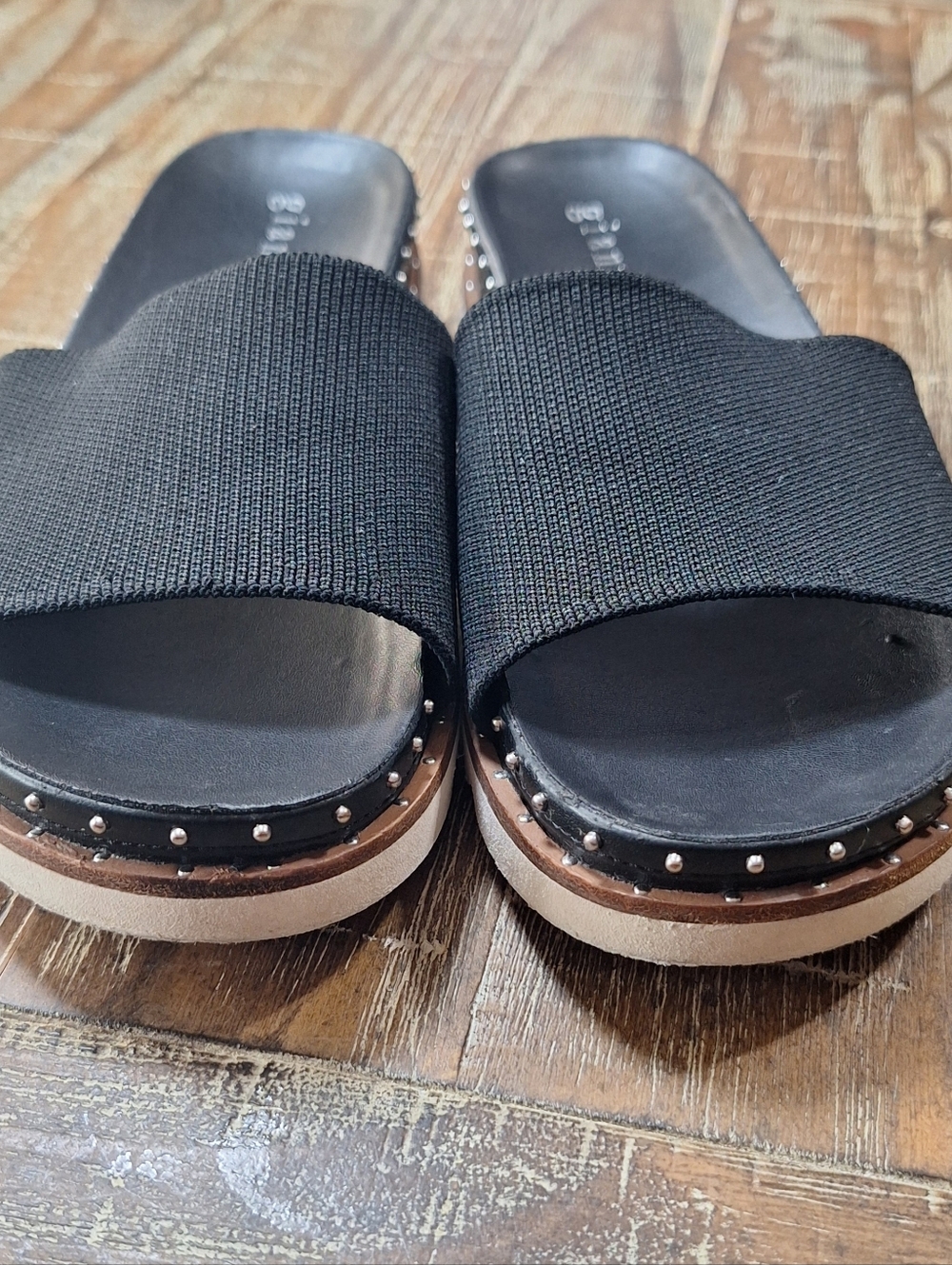 Gianni Bini Studded Women’s Black Sandals Slip On Slides Size‎ 7